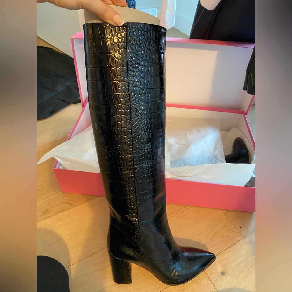 BRAND NEW IN THE BOX Paris Texas Black Croc Heel Boots size 40